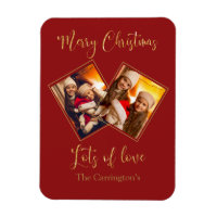 Merry Christmas Gold Photo Name Red