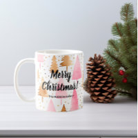 Merry Christmas Gold Pink Tree