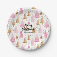 Merry Christmas Gold Pink Tree