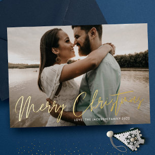 Merry Christmas Gold Pressed Hand Written Photo