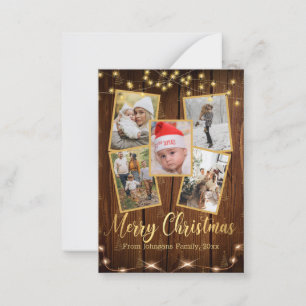 merry christmas gold rustic farmhouse 5 photo card