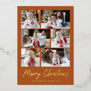 Merry Christmas Gold Script 6 Photo Collage