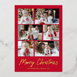 Merry Christmas Gold Script 6 Photo Collage