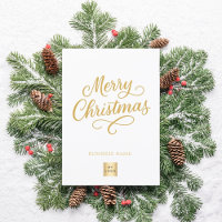 Merry Christmas gold script business logo brand