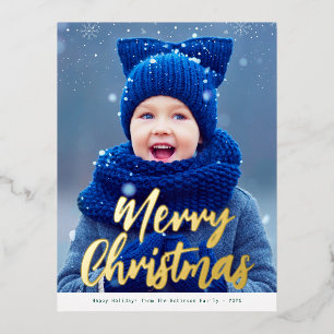 merry christmas gold script modern christmas card