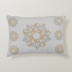 Merry Christmas Gold & Silver Star Vintage Elegant Decorative Cushion