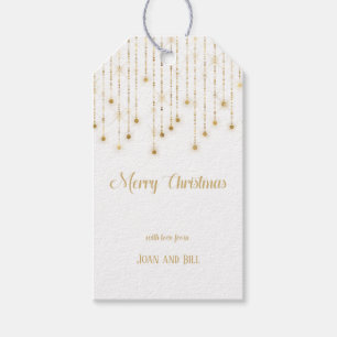 Merry Christmas Gold Sparkle Lights Gift Tags