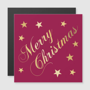 Merry Christmas Gold Tones Stars Burgundy Elegant