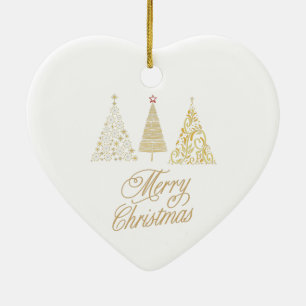 MERRY CHRISTMAS GOLD TREES ROUND PILLOW STONE COAS CERAMIC TREE DECORATION