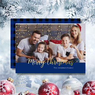 Merry Christmas Gold Typography Family Photo Name