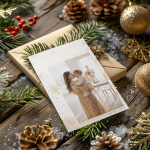 Merry Christmas Gold Watercolor Snowflakes Custom