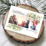 Merry Christmas Gold Winter Botanical Photo Holida Holiday Postcard<br><div class="desc">Looking for a unique holiday card that will really stand out? Check out our Merry Christmas Gold Winter Greenery Botanical Photo Holiday Postcard! This beautiful card features three of your favourite photos, surrounded by festive red and green winter motifs. Modern calligraphy completes the look, making this one holiday card that...</div>