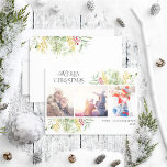 Merry Christmas Gold Winter Botanical Photo Holiday Card<br><div class="desc">Looking for a unique holiday card that will really stand out? Check out our Merry Christmas Gold Winter Greenery Botanical Photo Holiday Card! This beautiful card features three of your favourite photos, surrounded by festive red and green winter motifs. Modern typography completes the look, making this one holiday card that...</div>