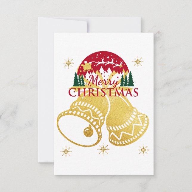 Merry Christmas Golden Bell Card (Front)