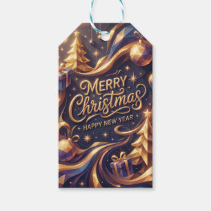 Merry Christmas Golden Hour Geometric Elegant Gift Tags