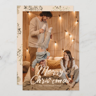 Merry Christmas Golden Ornamental Family Photo Holiday Card