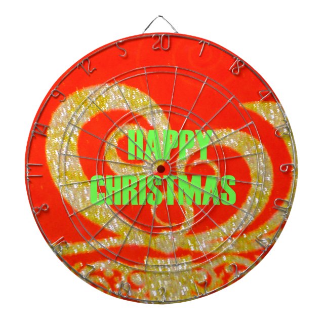 Merry Christmas Golden Red Snowflex.jpg Dartboard (Front)
