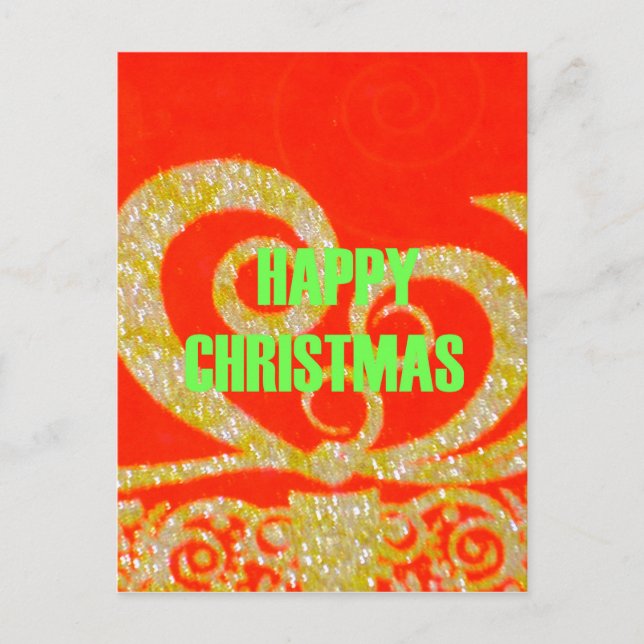 Merry Christmas Golden Red Snowflex.jpg Holiday Postcard (Front)