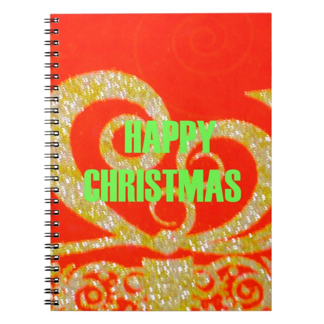 Merry Christmas Golden Red Snowflex.jpg Spiral Notebook (Front)