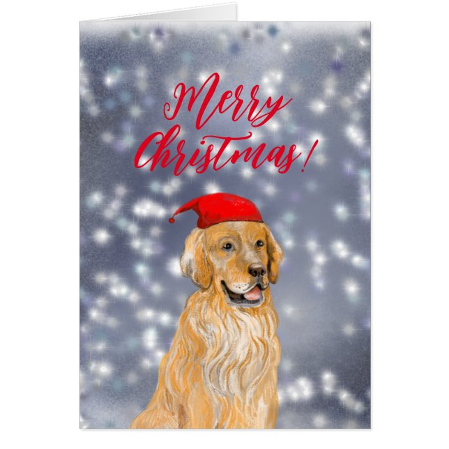 Merry christmas golden retriever Card (Front)