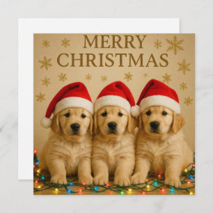 Merry Christmas Golden Retriever Christmas Card. Holiday Card