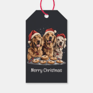Merry Christmas Golden Retriever Dogs Baking Gift Tags