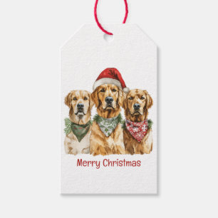 Merry Christmas Golden Retriever Dogs Gift Tags