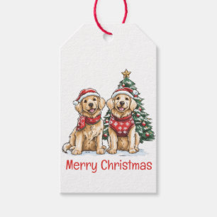 Merry Christmas Golden Retriever Dogs Gift Tags