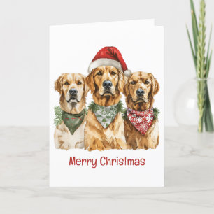 Merry Christmas Golden Retriever Dogs Holiday Card
