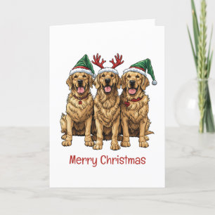 Merry Christmas Golden Retriever Dogs Holiday Card