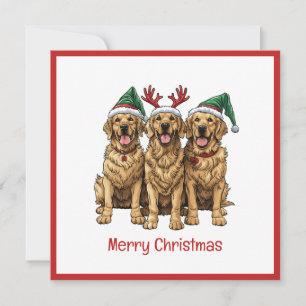 Merry Christmas Golden Retriever Dogs Holiday Card