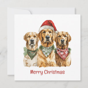 Merry Christmas Golden Retriever Dogs Holiday Card