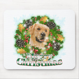 Merry Christmas Golden Retriever Mouse Pad