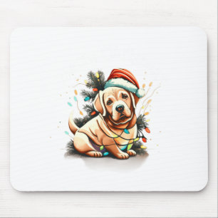 Merry Christmas Golden Retriever Puppy Mouse Pad