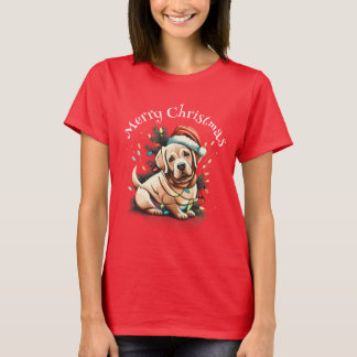 Merry Christmas Golden Retriever Puppy T-Shirt