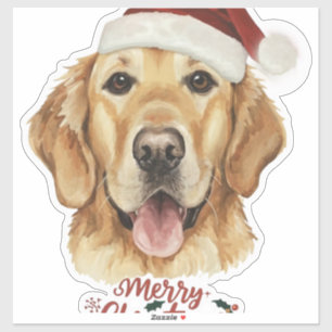 Merry Christmas Golden Retriver dog  