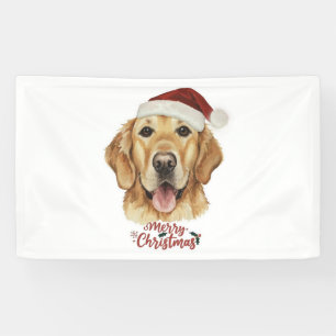 Merry Christmas Golden Retriver dog Banner