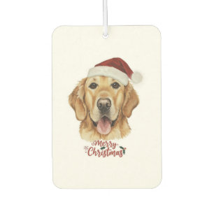 Merry Christmas Golden Retriver dog   Car Air Freshener