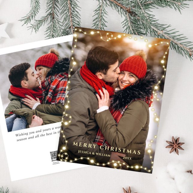 Merry Christmas Golden Sparkle 2 PHOTO Greeting Holiday Card (Creator Uploaded)