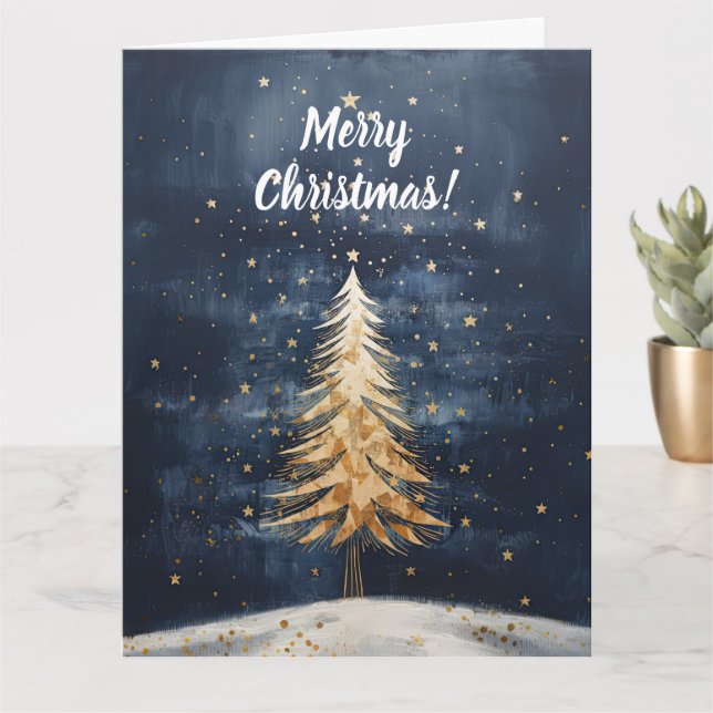 Merry Christmas Golden Tree Card (Small Plant)