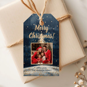 Merry Christmas Golden Tree & Photo Gift Tags
