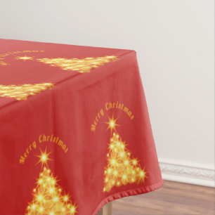 Merry Christmas Golden Tree Thunder_Cove Tablecloth