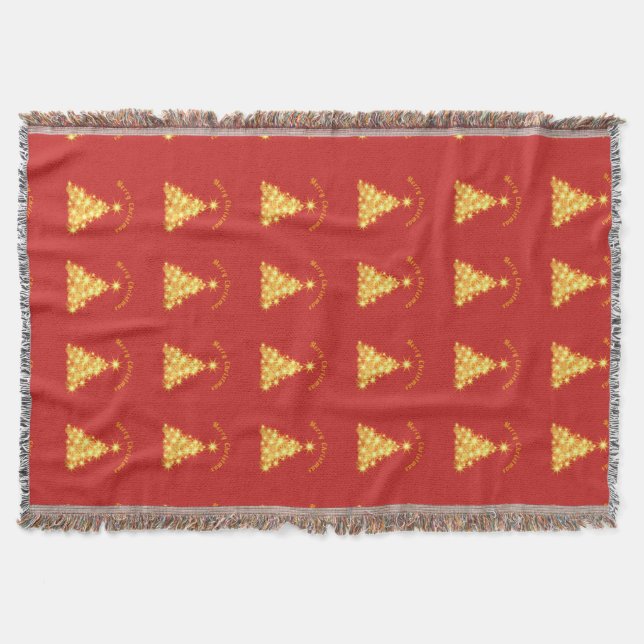 Merry Christmas Golden Tree Thunder_Cove Throw Blanket (Front)