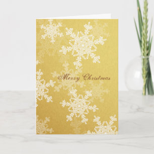 Merry Christmas Golden White Snowflakes Minimalist Holiday Card