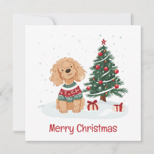 Merry Christmas Goldendoodle Dog Holiday Card