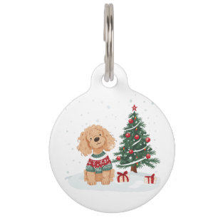 Merry Christmas Goldendoodle Dog Pet Tag