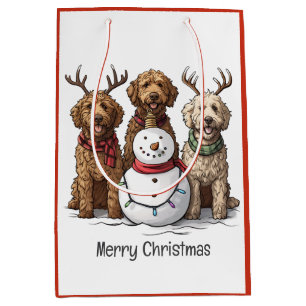 Merry Christmas Goldendoodle Dogs Medium Gift Bag