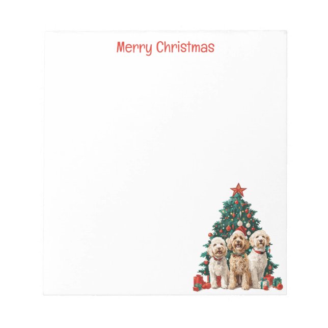 Merry Christmas Goldendoodle Dogs Notepad (Front)