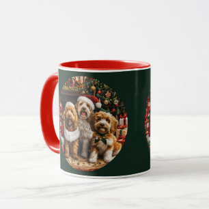 Merry Christmas Goldendoodle Puppy Dogs Mug