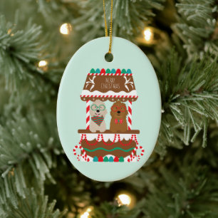 Merry Christmas Goldendoodles Holiday Stand Dogs Ceramic Tree Decoration